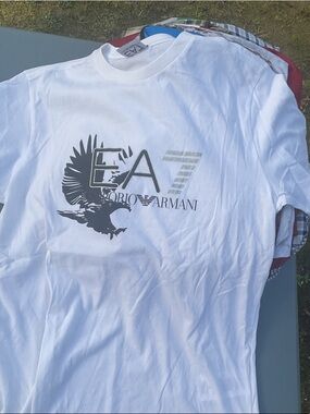 Emporio Armani White EA7 Eagle Logo Short Sleeve Tee